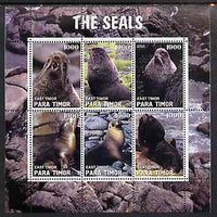Timor (East) 2000 The Seals #1 perf sheetlet containing 6 values unmounted mint
