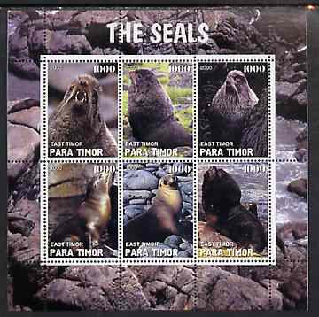 Timor (East) 2000 The Seals #1 perf sheetlet containing 6 values unmounted mint