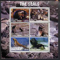 Timor (East) 2000 The Seals #2 perf sheetlet containing 6 values unmounted mint