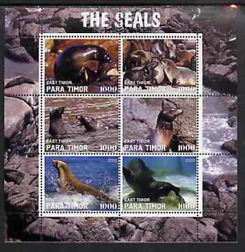 Timor (East) 2000 The Seals #2 perf sheetlet containing 6 values unmounted mint