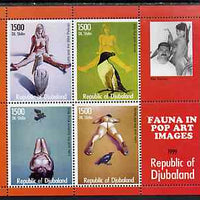 Djubaland Republic 1999 Fauna in Pop Art Images of Mel Ramos perf sheetlet containing 4 values unmounted mint