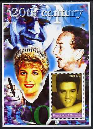 Somalia 2002 20th Century Icons #4 (Elvis) perf s/sheet (also shows Diana, Walt Disney & The Pope in background) unmounted mint