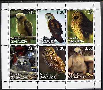 Gagauzia Republic 1999 Owls perf sheetlet containing 6 values, unmounted mint