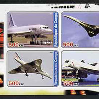Congo 2003 Concorde #1 imperf sheetlet containing set of 4 values unmounted mint