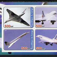 Congo 2003 Concorde #3 imperf sheetlet containing set of 4 values unmounted mint