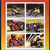 Chakasia 2001 Racing Motorcycles imperf sheetlet containing set of 6 values complete unmounted mint