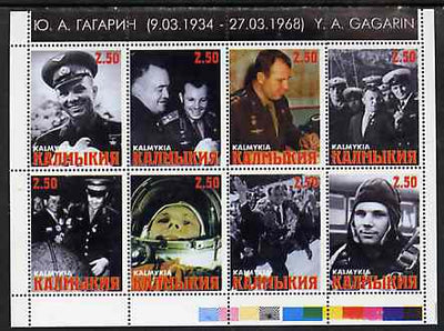 Kalmikia Republic 1998 Yuri Gagarin Commemoration perf sheetlet containing 8 values unmounted mint