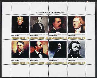 Kuril Islands 1999 ? America's Presidents #2 perf sheetlet containing 8 values unmounted mint
