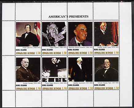 Kuril Islands 1999 ? America's Presidents #3 perf sheetlet containing 8 values unmounted mint