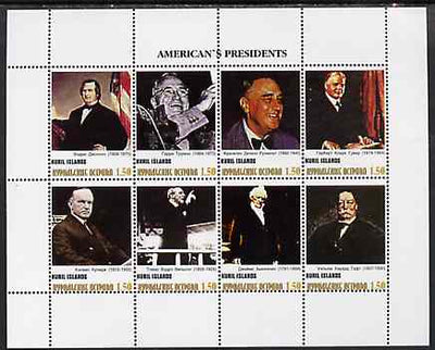 Kuril Islands 1999 ? America's Presidents #3 perf sheetlet containing 8 values unmounted mint