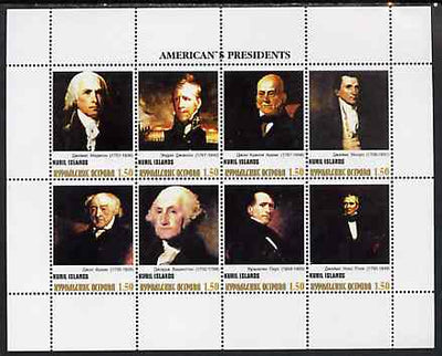 Kuril Islands 1999 ? America's Presidents #4 perf sheetlet containing 8 values unmounted mint