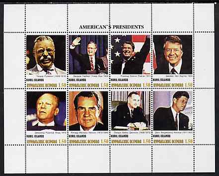 Kuril Islands 1999 ? America's Presidents #5 perf sheetlet containing 8 values unmounted mint