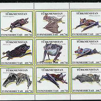 Turkmenistan 1999 ? Bats #1 perf sheetlet containing set of 9 values unmounted mint