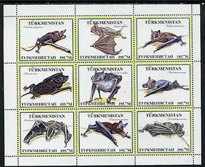Turkmenistan 1999 ? Bats #1 perf sheetlet containing set of 9 values unmounted mint