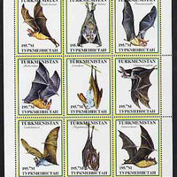 Turkmenistan 1999 ? Bats #2 perf sheetlet containing set of 9 values unmounted mint