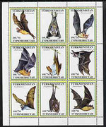 Turkmenistan 1999 ? Bats #2 perf sheetlet containing set of 9 values unmounted mint