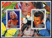 Congo 2001 In Memoriam #8 (Princess Di, Marilyn & James Dean) perf sheetlet containing 2 values unmounted mint