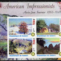Guinea - Conakry 2003 American Impressionists - Alexis Jean Fournier imperf sheetlet containing set of 4 values each with Rotary Logo unmounted mint