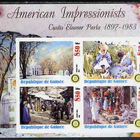 Guinea - Conakry 2003 American Impressionists - Custis Eleanor Parke imperf sheetlet containing set of 4 values each with Rotary Logo unmounted mint