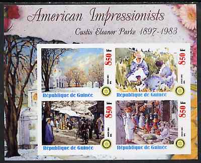 Guinea - Conakry 2003 American Impressionists - Custis Eleanor Parke imperf sheetlet containing set of 4 values each with Rotary Logo unmounted mint