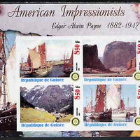 Guinea - Conakry 2003 American Impressionists - Edgar Alwin Payne imperf sheetlet containing set of 4 values each with Rotary Logo unmounted mint