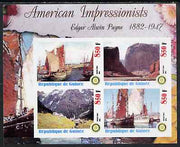 Guinea - Conakry 2003 American Impressionists - Edgar Alwin Payne imperf sheetlet containing set of 4 values each with Rotary Logo unmounted mint
