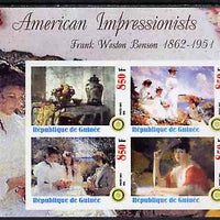 Guinea - Conakry 2003 American Impressionists - Frank Weston Benson imperf sheetlet containing set of 4 values each with Rotary Logo unmounted mint