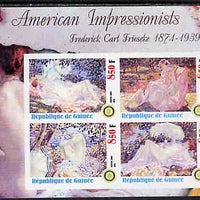 Guinea - Conakry 2003 American Impressionists - Frederick Carl Frieseke imperf sheetlet containing set of 4 values each with Rotary Logo unmounted mint