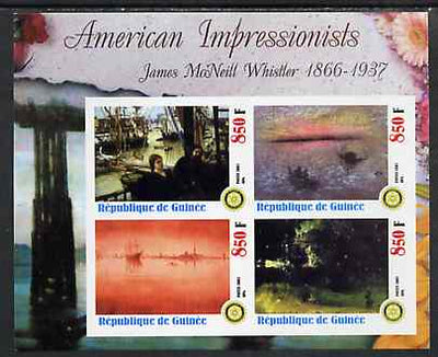 Guinea - Conakry 2003 American Impressionists - James McNeill Whistler imperf sheetlet containing set of 4 values each with Rotary Logo unmounted mint