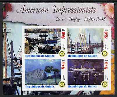 Guinea - Conakry 2003 American Impressionists - Lever Hayley imperf sheetlet containing set of 4 values each with Rotary Logo unmounted mint