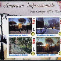 Guinea - Conakry 2003 American Impressionists - Paul Cornoyer imperf sheetlet containing set of 4 values each with Rotary Logo unmounted mint