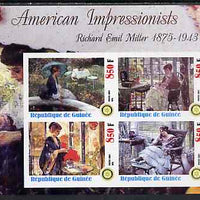 Guinea - Conakry 2003 American Impressionists - Richard Emil Miller imperf sheetlet containing set of 4 values each with Rotary Logo unmounted mint