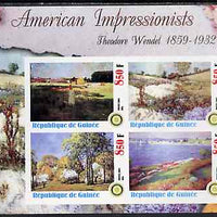 Guinea - Conakry 2003 American Impressionists - Theodore Wendel imperf sheetlet containing set of 4 values each with Rotary Logo unmounted mint