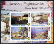 Guinea - Conakry 2003 American Impressionists - Theodore Wendel imperf sheetlet containing set of 4 values each with Rotary Logo unmounted mint