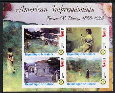 Guinea - Conakry 2003 American Impressionists - Thomas W Dewing imperf sheetlet containing set of 4 values each with Rotary Logo unmounted mint