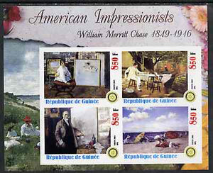 Guinea - Conakry 2003 American Impressionists - William Merritt Chase imperf sheetlet containing set of 4 values each with Rotary Logo unmounted mint