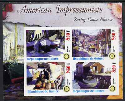 Guinea - Conakry 2003 American Impressionists - Zaring Louise Eleanor imperf sheetlet containing set of 4 values each with Rotary Logo unmounted mint