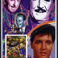 Congo 2001 75th Birthday of Mickey Mouse imperf s/sheet #01 showing Alice in Wonderland with Elvis & Walt Disney in background, unmounted mint