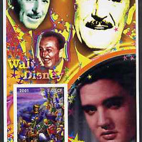Congo 2001 75th Birthday of Mickey Mouse imperf s/sheet #02 showing Alice in Wonderland with Elvis & Walt Disney in background, unmounted mint