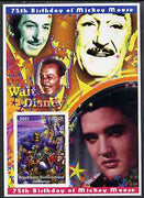 Congo 2001 75th Birthday of Mickey Mouse imperf s/sheet #02 showing Alice in Wonderland with Elvis & Walt Disney in background, unmounted mint
