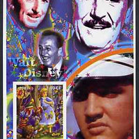 Congo 2001 75th Birthday of Mickey Mouse imperf s/sheet #07 showing Alice in Wonderland with Elvis & Walt Disney in background, unmounted mint