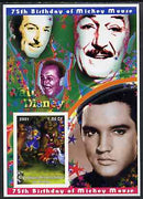 Congo 2001 75th Birthday of Mickey Mouse imperf s/sheet #08 showing Alice in Wonderland with Elvis & Walt Disney in background, unmounted mint