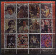 Ingushetia Republic 2000 Bruce Lee perf sheetlet containing set of 12 values printed on metallic foil unmounted mint