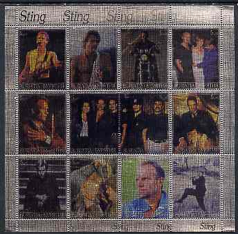 Buriatia Republic 2000 Sting perf sheetlet containing 12 values printed on metallic foil unmounted mint