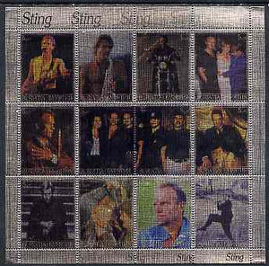 Buriatia Republic 2000 Sting perf sheetlet containing 12 values printed on metallic foil unmounted mint