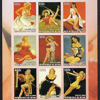 Benin 2003 Pin-Up Art of Al Buell imperf sheetlet containing set of 9 values unmounted mint