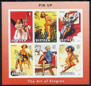 Eritrea 2001 Pin-Up Art #1 imperf sheetlet containing set of 6 values unmounted mint