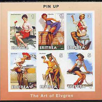 Eritrea 2001 Pin-Up Art #2 imperf sheetlet containing set of 6 values unmounted mint
