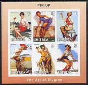 Eritrea 2001 Pin-Up Art #2 imperf sheetlet containing set of 6 values unmounted mint