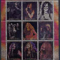 Udmurtia Republic 2000 Janis Joplin perf sheetlet containing 9 values printed on metallic foil unmounted mint